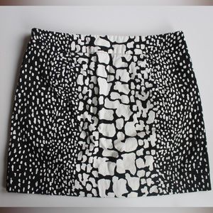 J. Crew Size 2 Python Print Mini Skirt in Black/White Snake Animal Style #90964